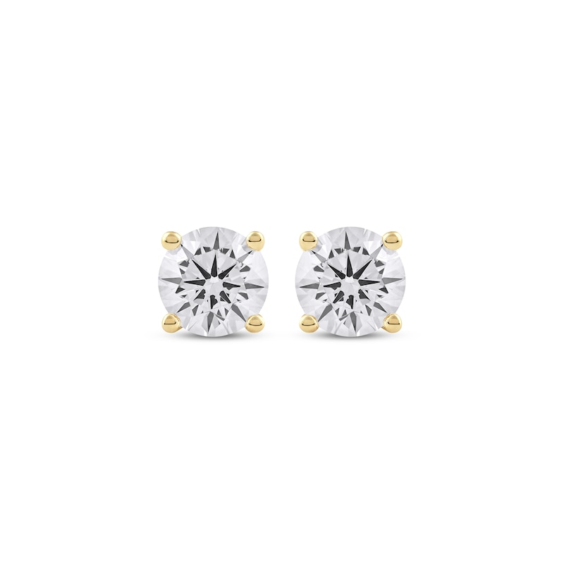 Lab-Created Diamonds by Round-Cut Solitaire Stud Earrings 1-1/2 ct tw Yellow Gold Plated