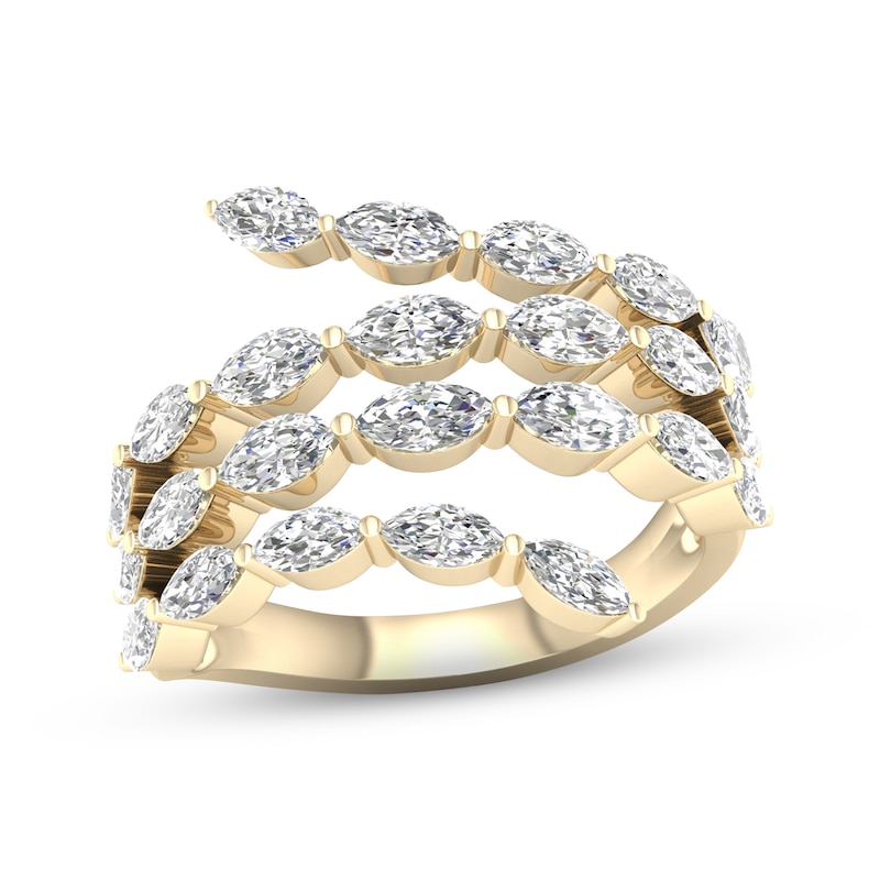 Diamond Ring 2 ct tw Marquise-cut Yellow Gold Plated