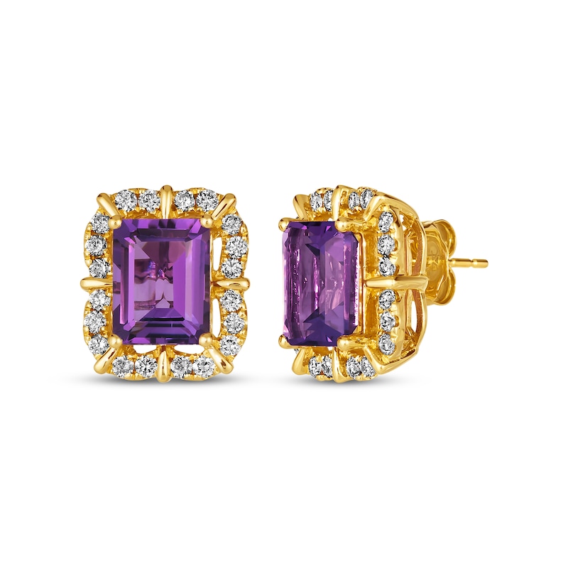 Le Vian Emerald-Cut Amethyst Earrings 5/8 ct tw Diamonds Honey Gold Plated