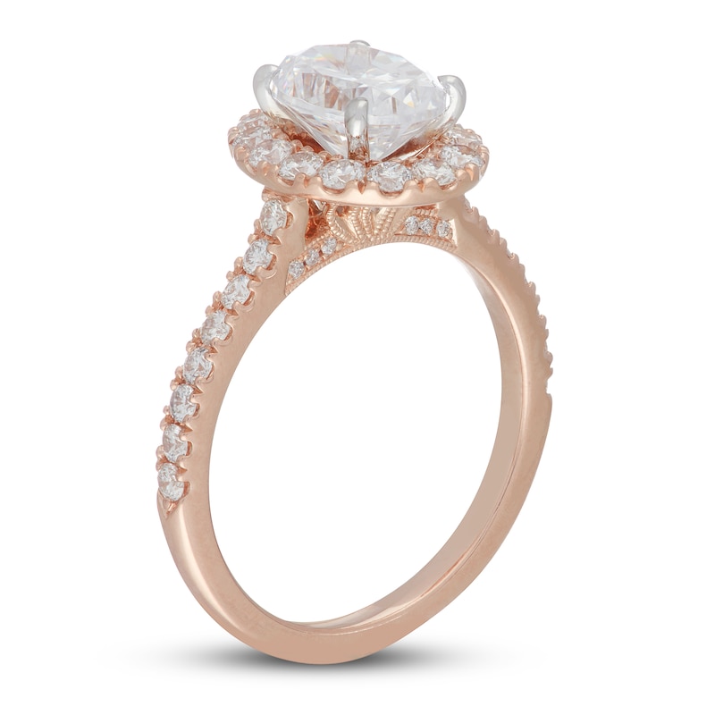 Neil Lane Diamond Engagement Ring 2-1/8 ct tw Oval/Round Rose Gold Plated