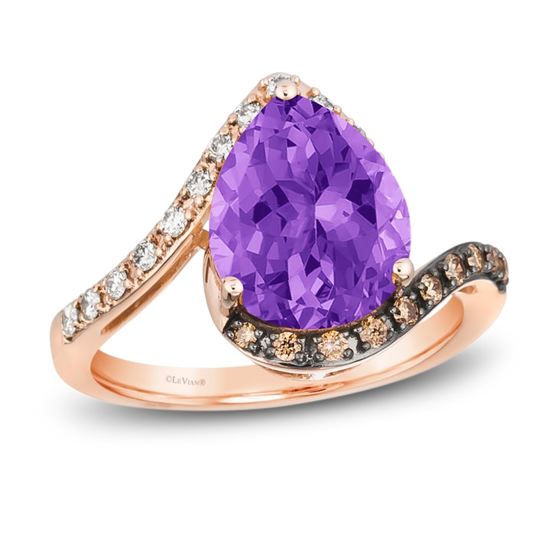 Le Vian Amethyst Ring 1/4 ct tw Diamonds Strawberry Gold Plated