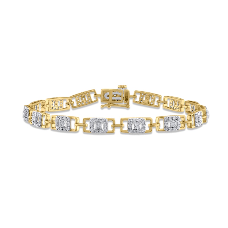 Diamond Grid Link Bracelet 2 ct tw Yellow Gold Plated 7
