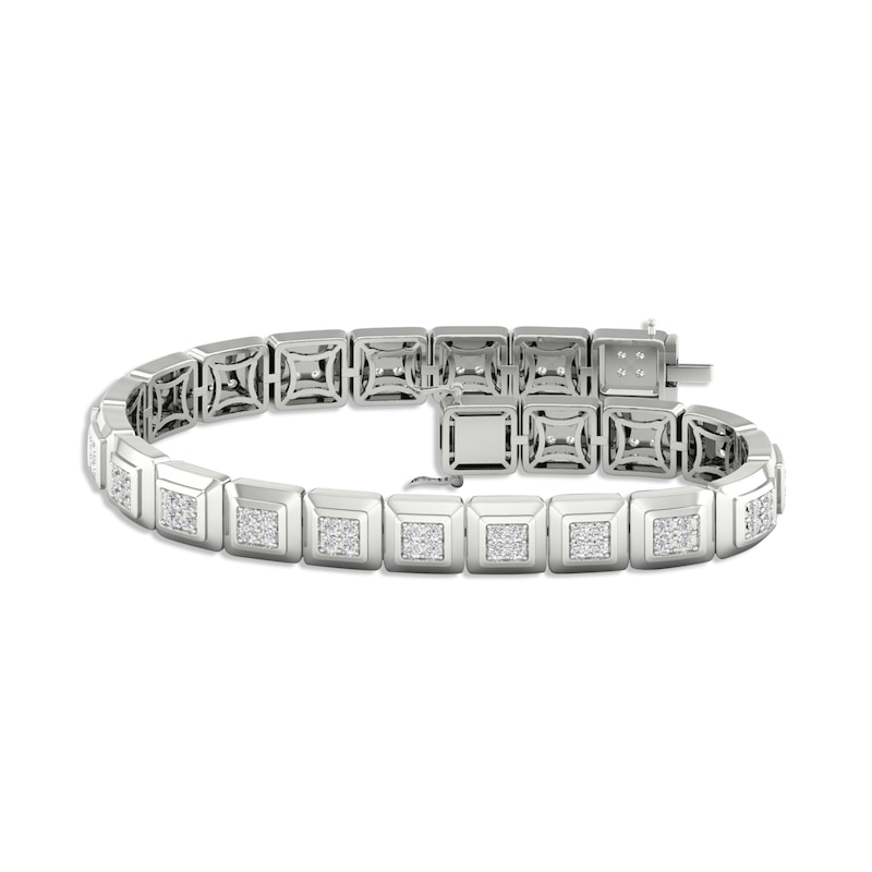 Men's Lab-Created Diamonds by Square Link Bracelet 3 ct tw White Gold Plated 8.5