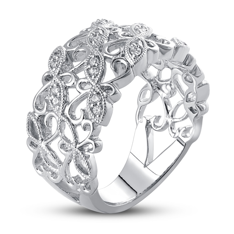 Diamond Anniversary Ring 1/6 ct tw in White Gold Plated