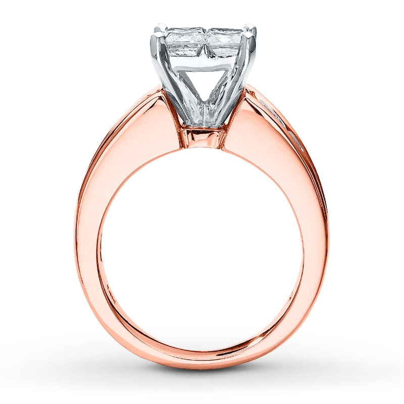 Diamond Engagement Ring 2-1/2 cttw Princess-cut Two-Tone Gold Plated