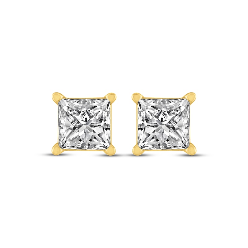 Princess-Cut Diamond Solitaire Stud Earrings 1-1/4 ct tw Yellow Gold Plated