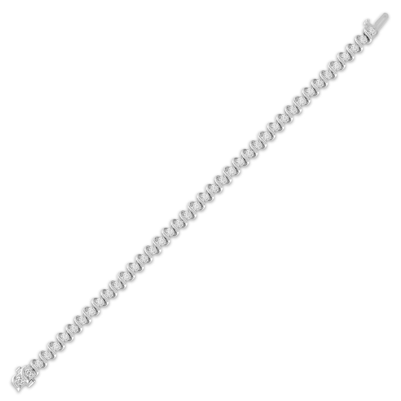 Diamond S-Link Bracelet 2 ct tw White Gold Plated 7