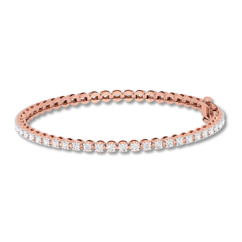 Diamond Tennis Bracelet 2 ct tw Round-cut Rose Gold Plated 7