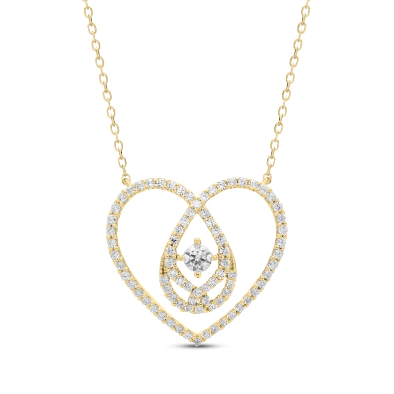 Love Entwined Diamond Heart Necklace 1/2 ct tw Yellow Gold Plated 18