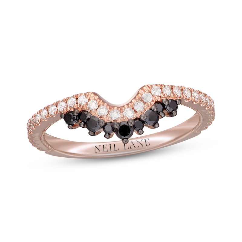 Neil Lane Black & White Diamond Wedding Band 3/8 ct tw Round-cut Rose Gold Plated
