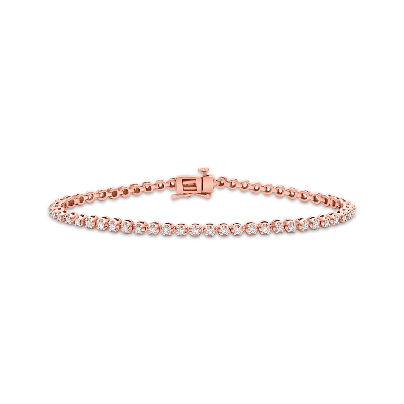 Diamond Tennis Bracelet 1 ct tw Round-cut Rose Gold Plated 7
