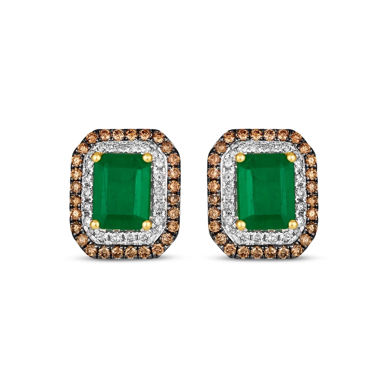 Le Vian Emerald-Cut Emerald Stud Earrings 7/8 ct tw Diamonds Two-Tone Gold Plated