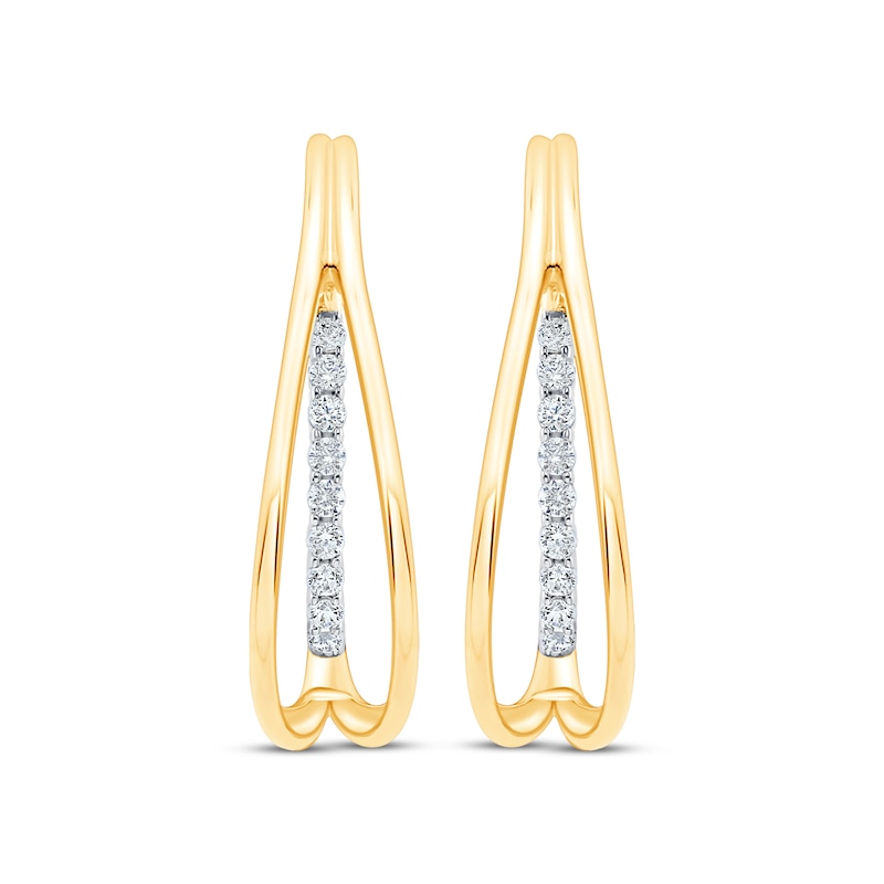 Unstoppable Love Diamond Split Double Hoop Earrings 1/3 ct tw Two-Tone Gold Plated