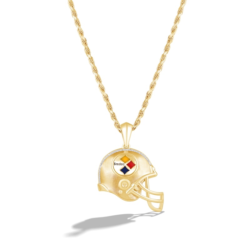 True Fans Pittsburgh Steelers 1/20 CT. T.W. Diamond Helmet Necklace in Yellow Gold Plated