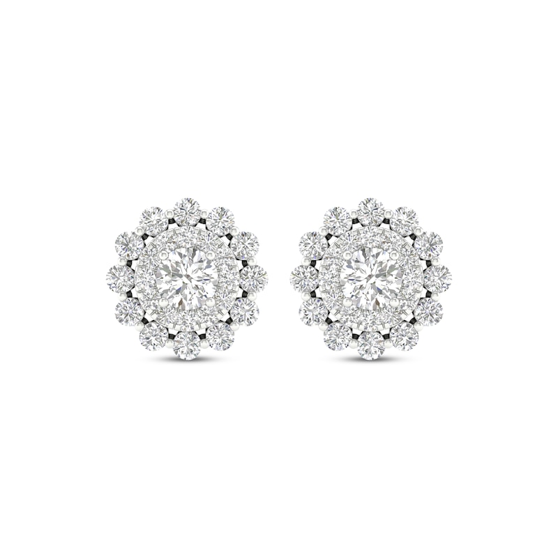 Lab-Created Diamonds by Double Frame Stud Earrings 1 ct tw White Gold Plated