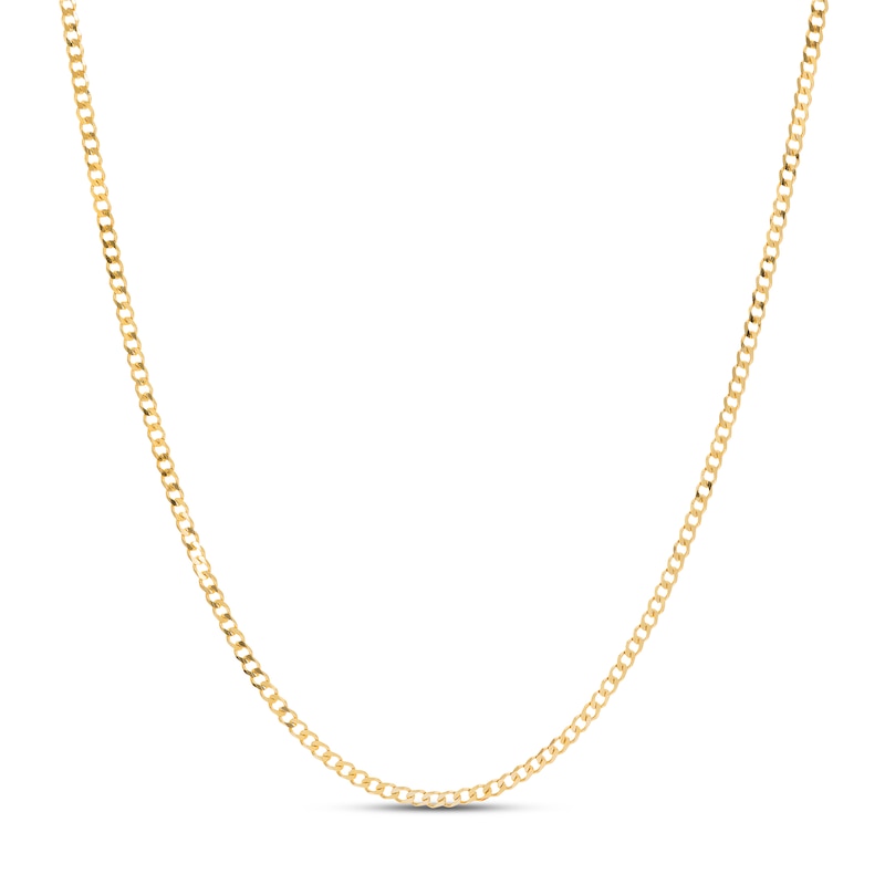 Solid Curb Chain Necklace 2.7mm Yellow Gold Plated 16
