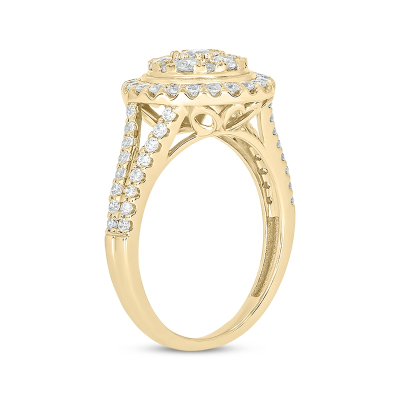 Round-Cut Diamond Double-Frame Engagement Ring 1 ct tw Yellow Gold Plated