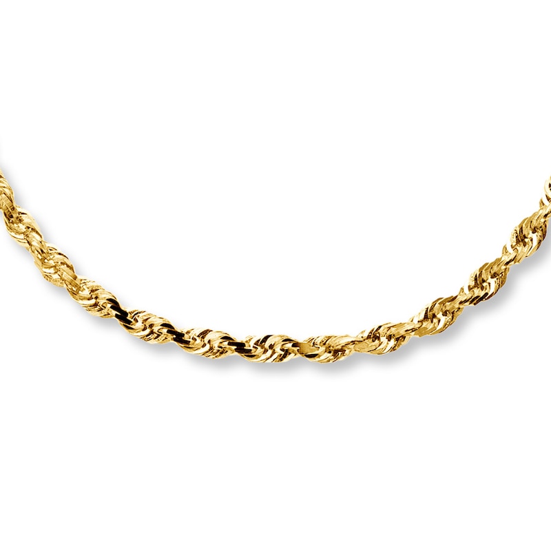 Solid Rope Necklace Yellow Gold Plated 18