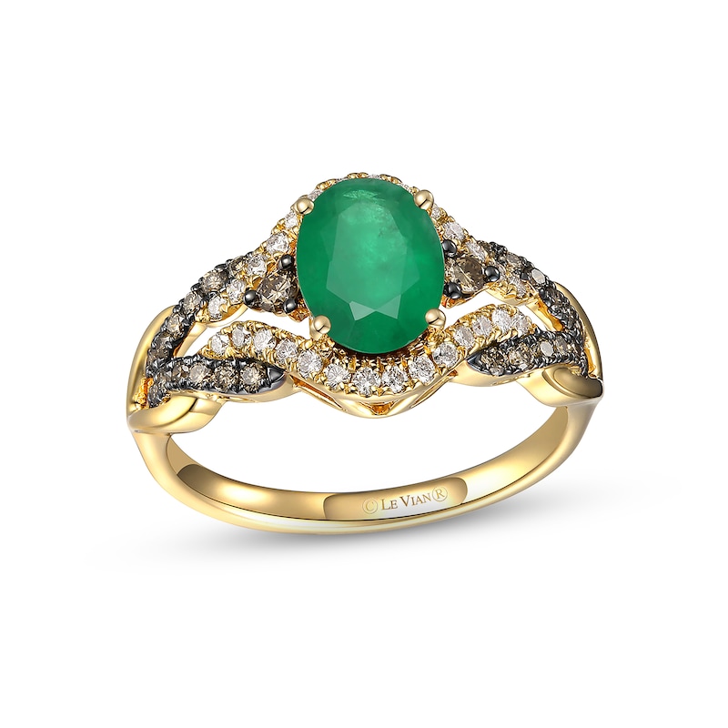 Le Vian Emerald Ring 3/8 ct tw Diamonds Honey Gold Plated