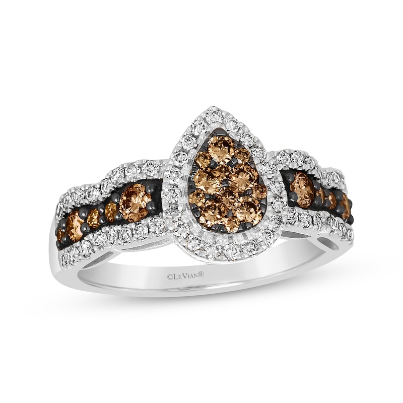 Le Vian Chocolate Waterfall Diamond Ring 1 ct tw Vanilla Gold Plated