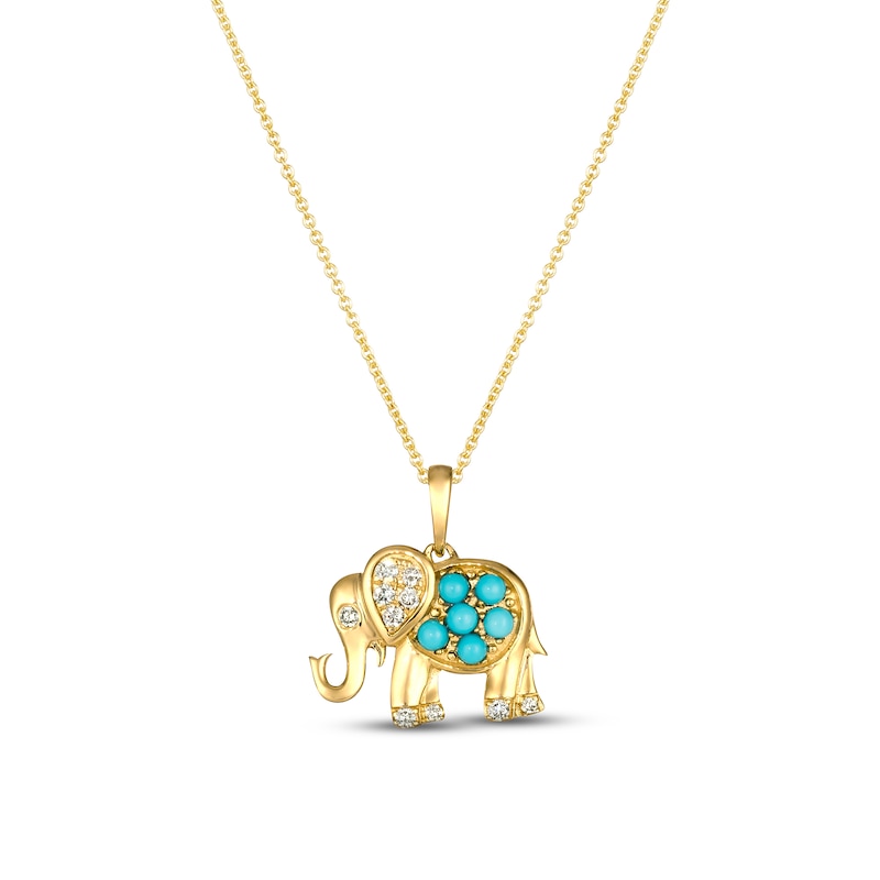 Le Vian Turquoise Elephant Necklace 1/10 ct tw Diamonds Honey Gold Plated 18