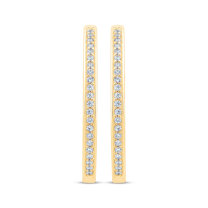 Unstoppable Love Diamond Channel Double Hoop Earrings 1/2 ct tw Yellow Gold Plated