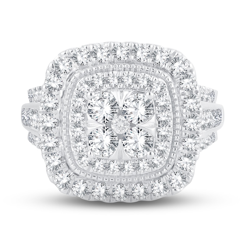 Multi-Diamond Engagement Ring 2 ct tw Round-cut White Gold Plated