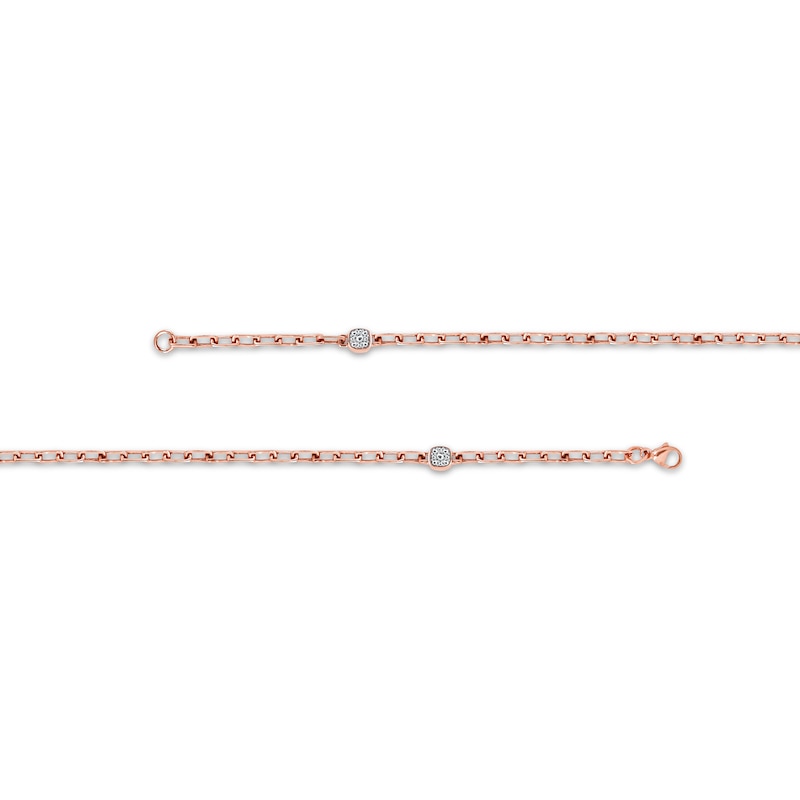 Diamond Station Paperclip Chain Necklace 5/8 ct tw Rose Gold Plated 36