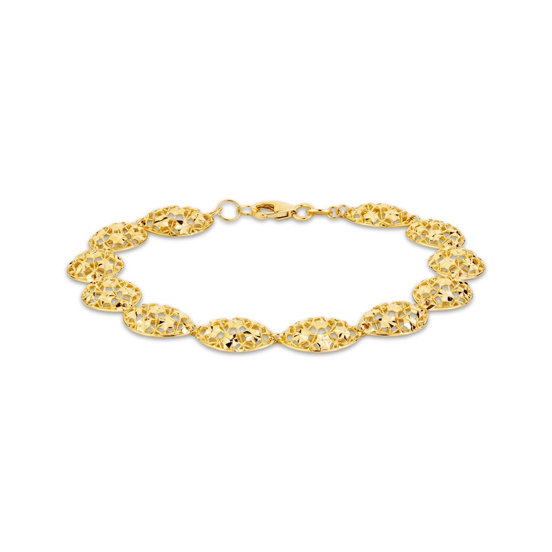 Italian Brilliance Diamond-Cut Oval Link Bracelet Yellow Gold Plated 7.75