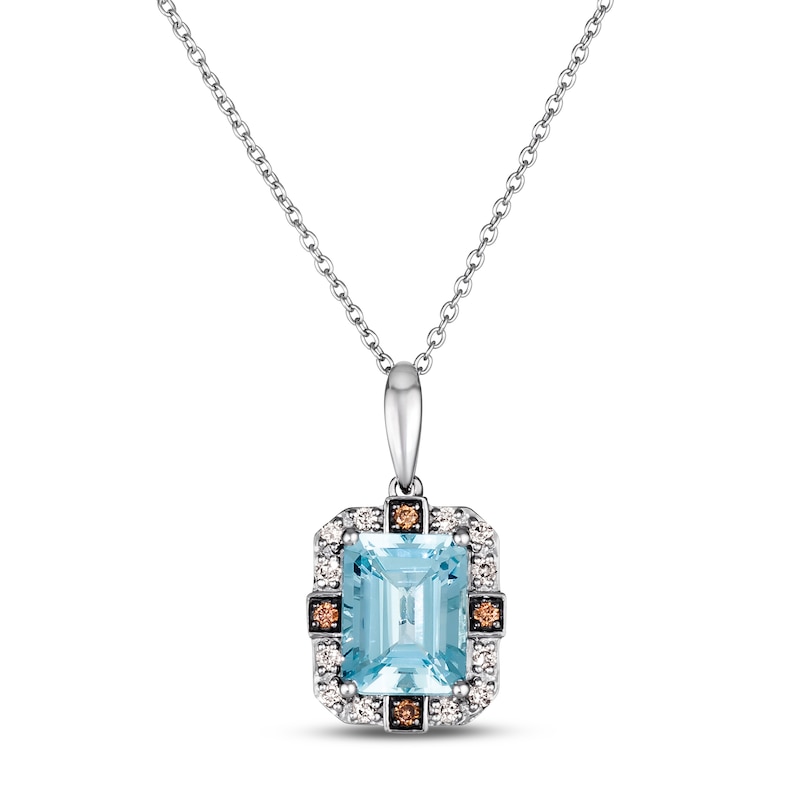Le Vian Aquamarine Necklace 1/6 ct tw Diamonds Vanilla Gold Plated 18