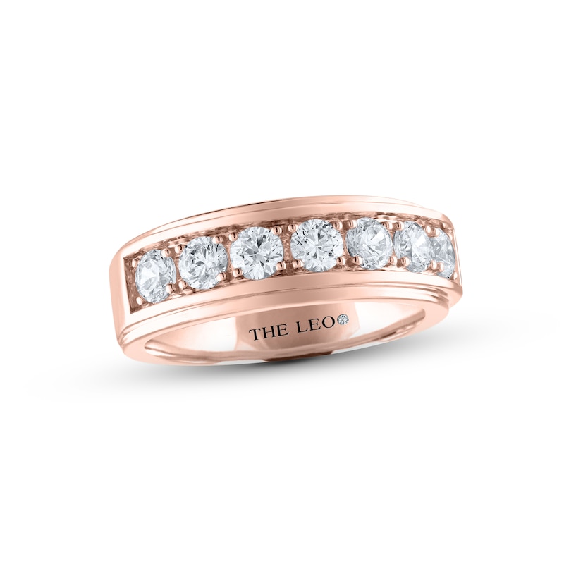 Men's THE LEO Diamond Wedding Band 1-1/2 ct tw Round-cut Rose Gold Plated