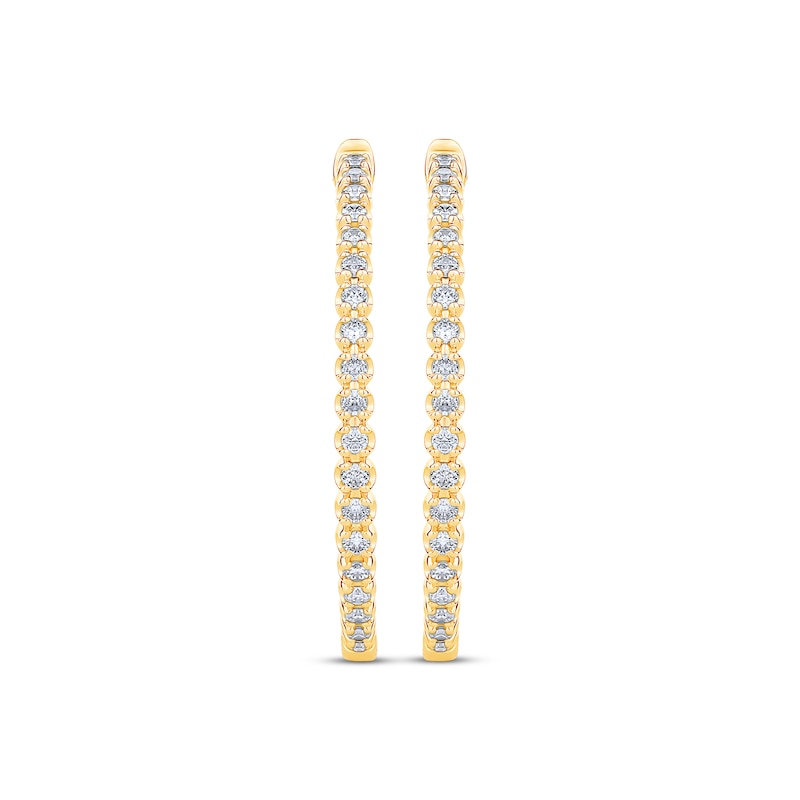 Diamond Inside-Out Hoop Earrings 1 ct tw Yellow Gold Plated