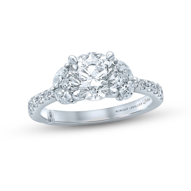 Monique Lhuillier Bliss Diamond Engagement Ring 2-1/8 ct tw Round & Marquise-cut White Gold Plated