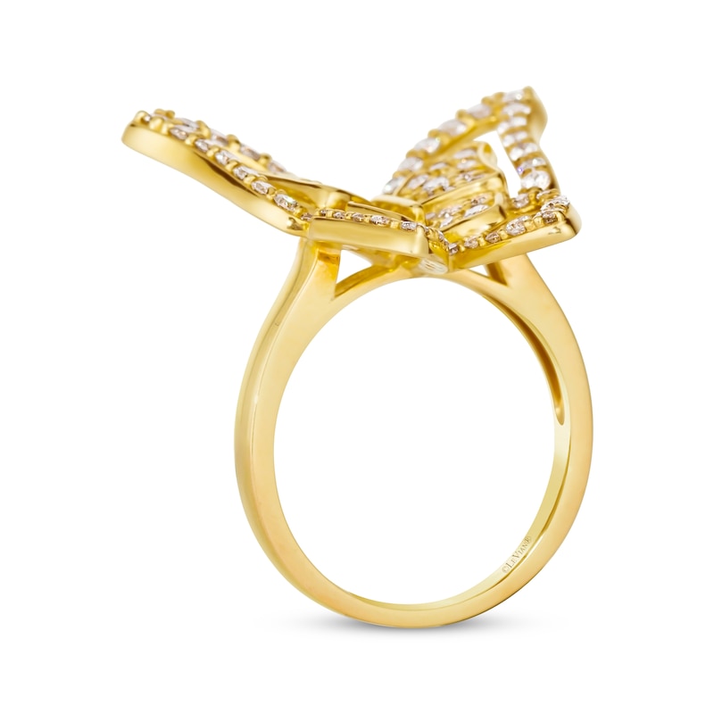 Le Vian Vault Diamond Butterfly Ring 1-1/10 ct tw Honey Gold Plated