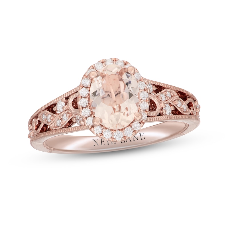 Neil Lane Morganite & Diamond Engagement Ring 1/3 ct tw Round-cut Rose Gold Plated