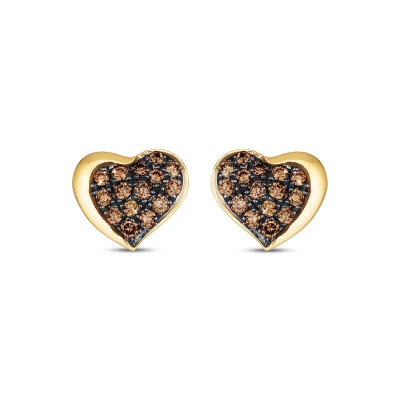 Godiva x Le Vian Diamond Heart Earrings 1/4 ct tw Honey Gold Plated