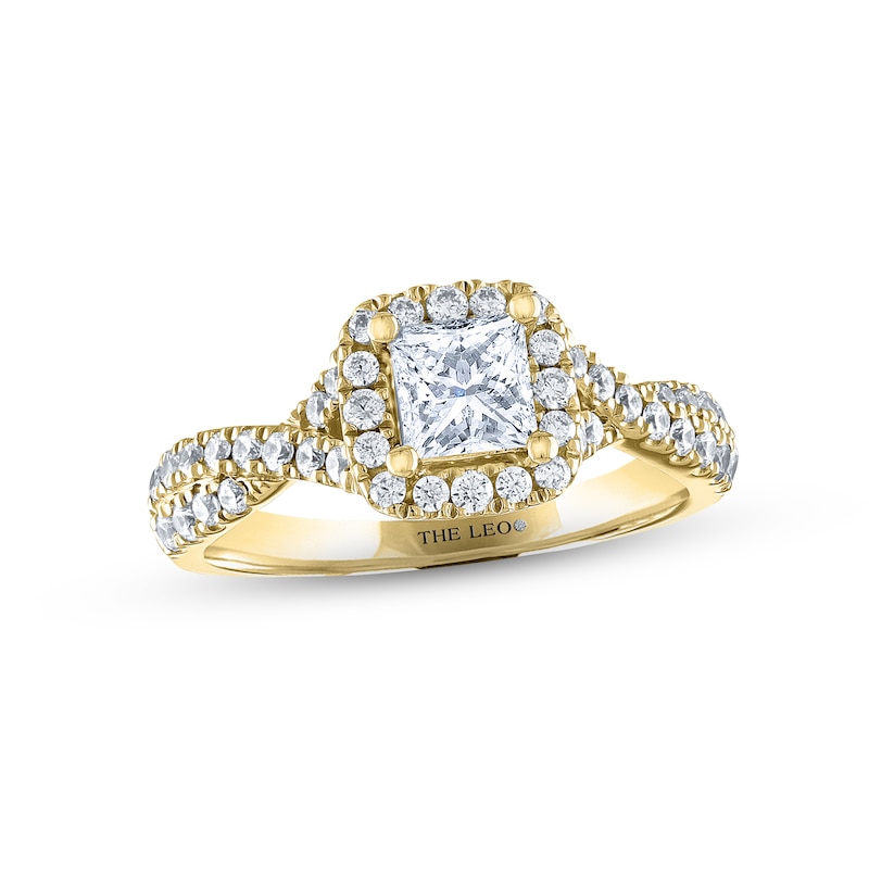 THE LEO Diamond Engagement Ring 1-1/8 ct tw Princess & Round-cut Yellow Gold Plated