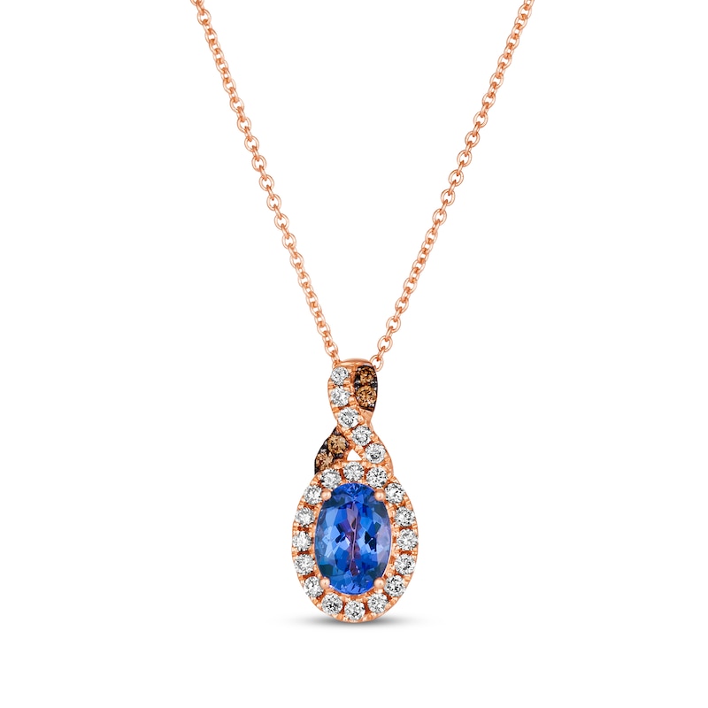 Le Vian Chocolate Twist Tanzanite Necklace 1/5 ct tw Diamonds Strawberry Gold Plated 19