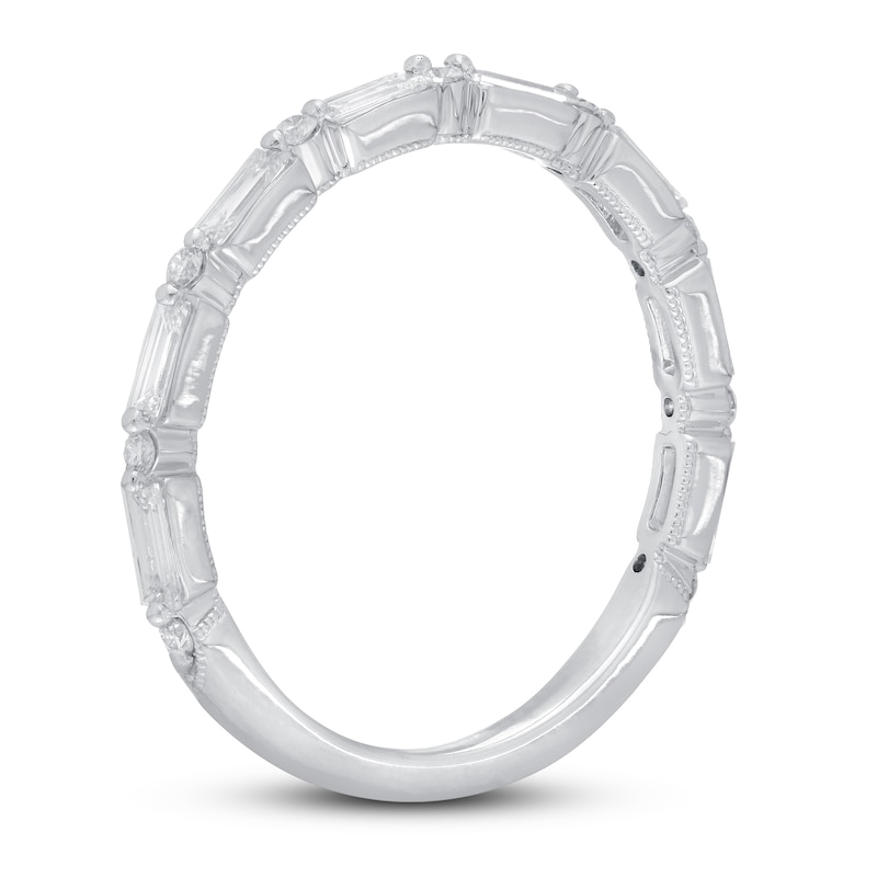 Neil Lane Premiere Diamond Anniversary Ring 1/2 ct tw Baguette/Round White Gold Plated