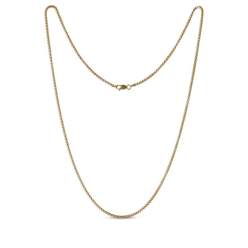 Hollow Round Box Chain Necklace 3.7mm Yellow Gold Plated 20