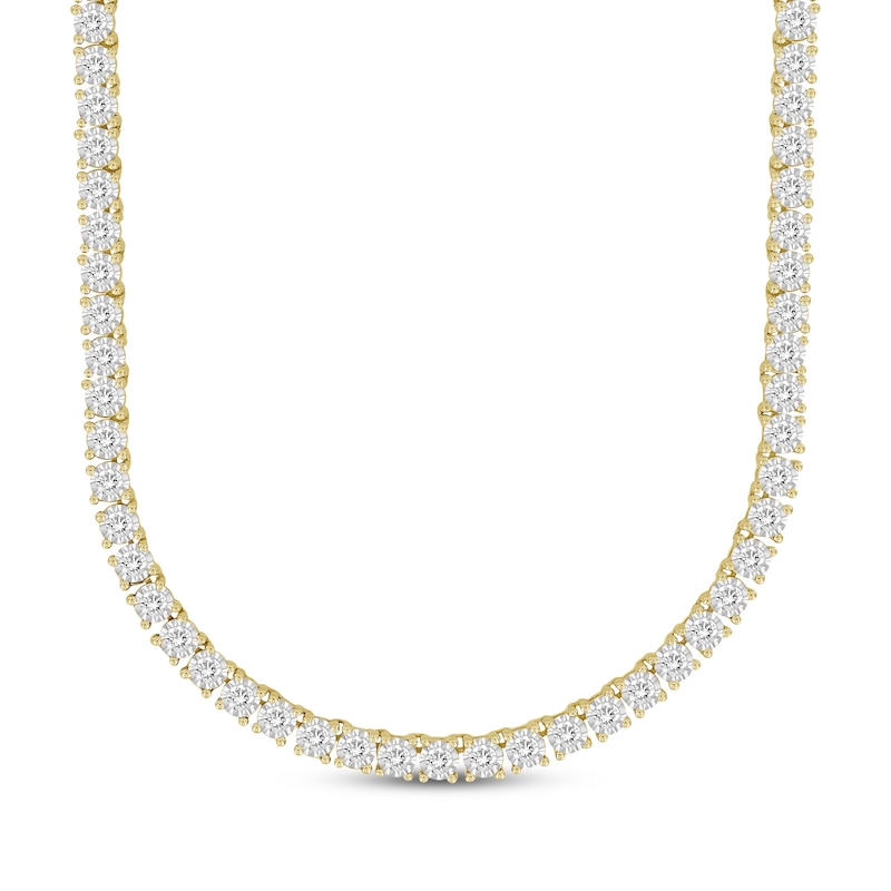 Men's Diamond Tennis Necklace 3-1/4 ct tw Yellow Gold Plated 22