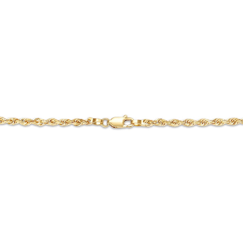 Solid Glitter Rope Chain Necklace 3mm Yellow Gold Plated 18