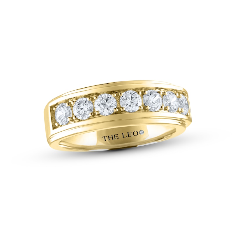 Men's THE LEO Diamond Wedding Band 1-1/2 ct tw Round-cut Yellow Gold Plated
