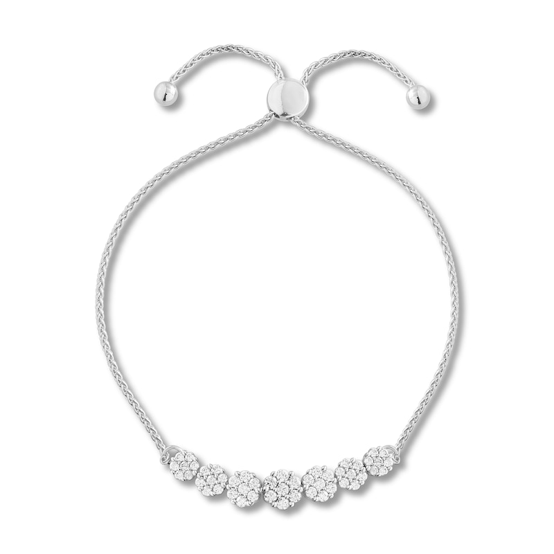 Diamond Bolo Bracelet 1 ct tw White Gold Plated 9.5