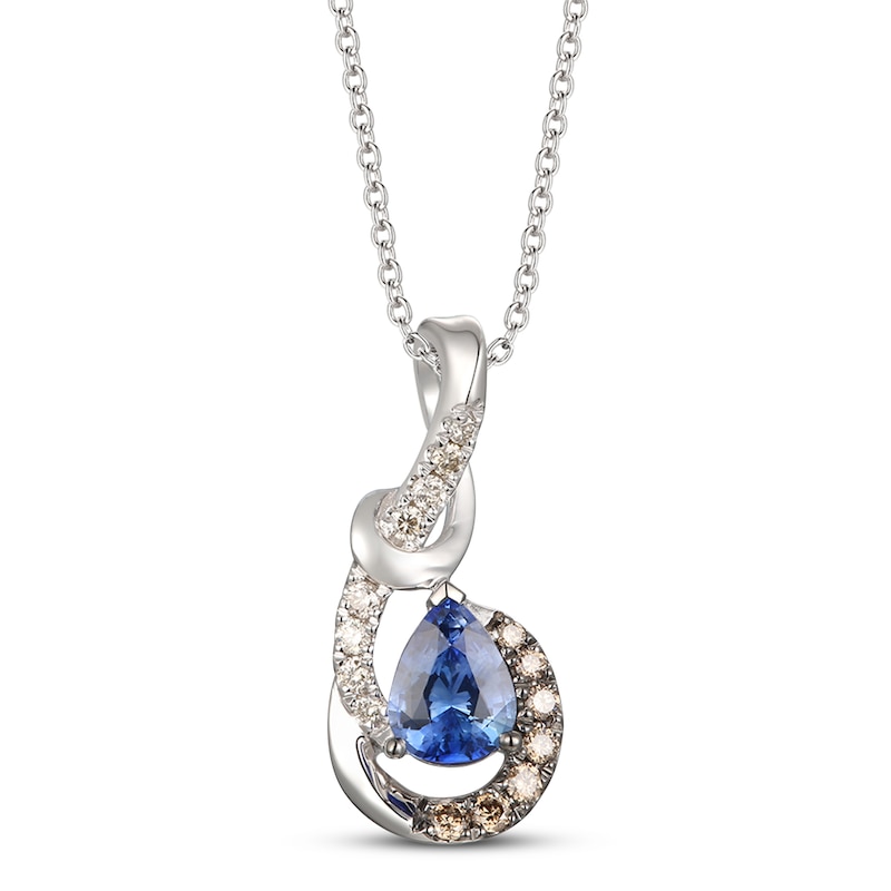 Le Vian Sapphire Necklace 1/6 ct tw Diamonds Vanilla Gold Plated 18