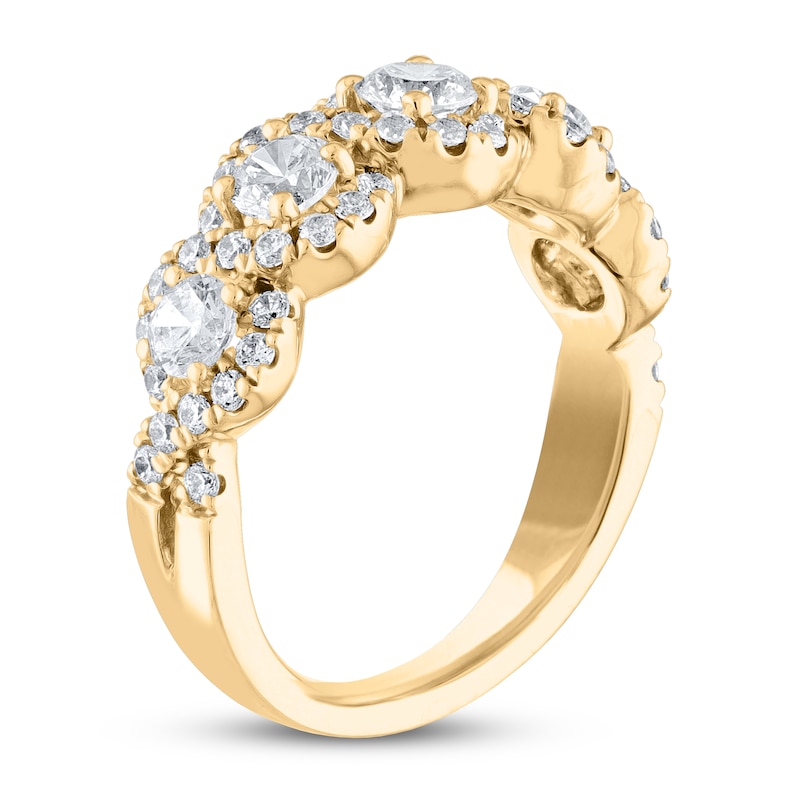 THE LEO Diamond Anniversary Ring 1-1/2 ct tw Round-cut Yellow Gold Plated