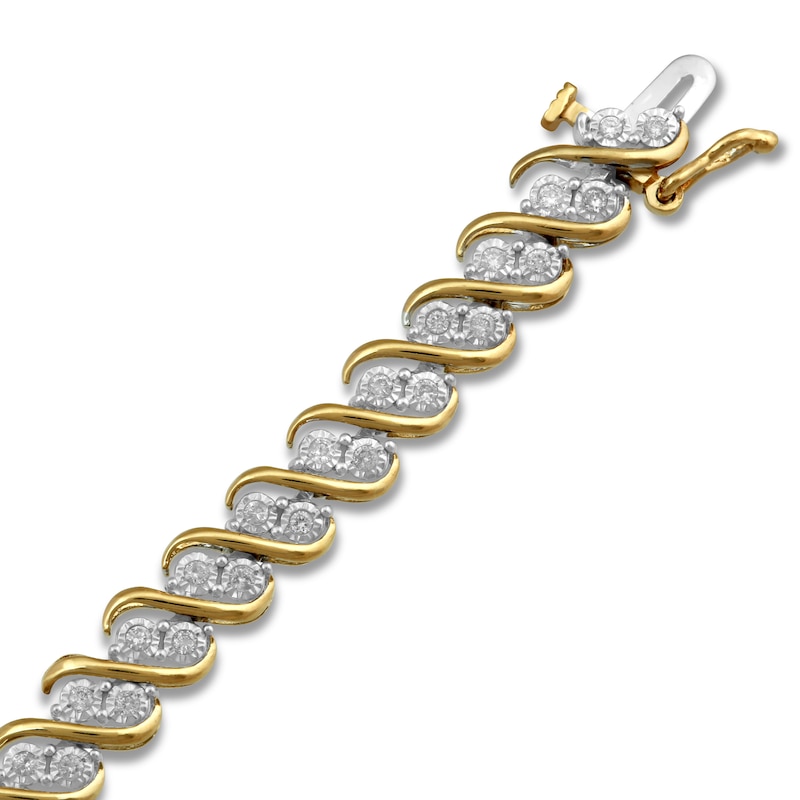 Diamond Bracelet 1 ct tw Round-Cut Yellow Gold Plated 7.5