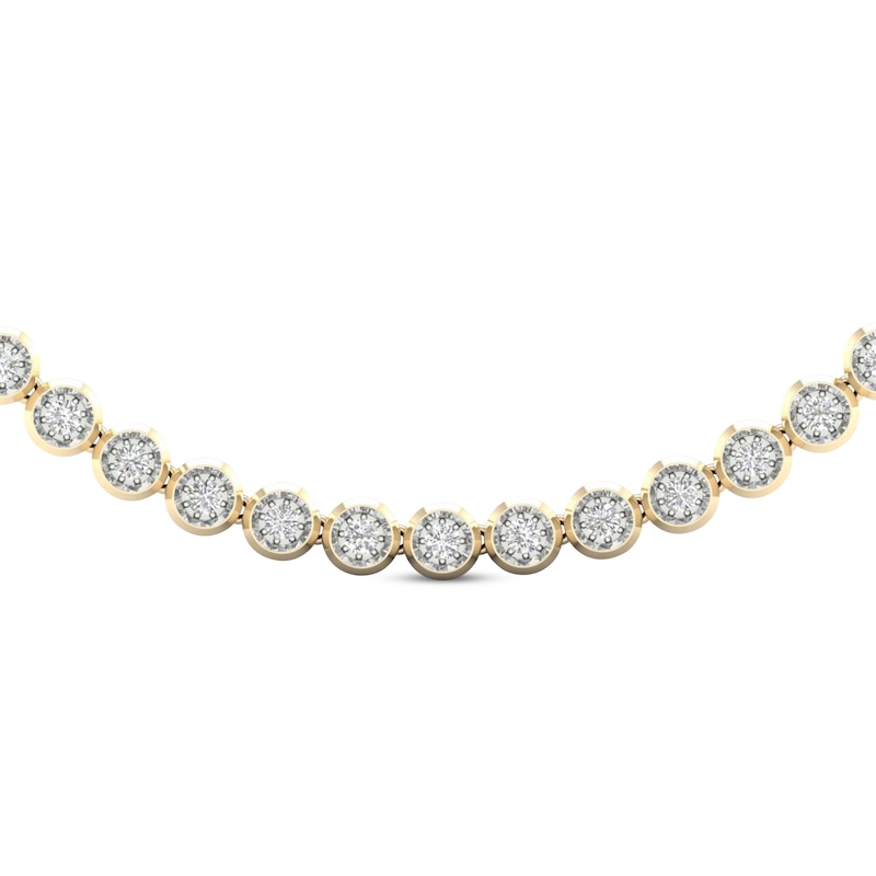 Men's Diamond Tennis Necklace 3 ct tw Round-cut Yellow Gold Plated 22