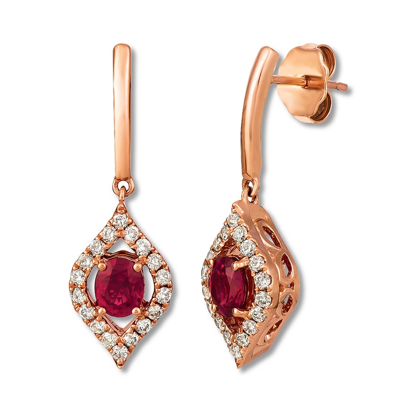 Le Vian Natural Ruby Earrings 1/3 ct tw Nude Diamonds Gold Plated