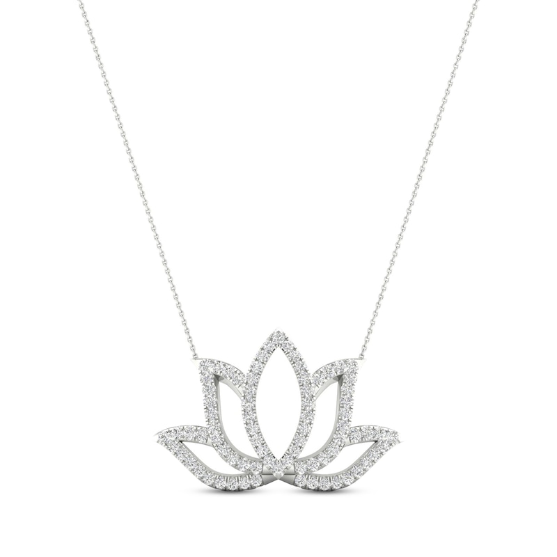 By Women For Women Diamond Lotus Necklace 1/2 ct tw Round-cut White Gold Plated 18